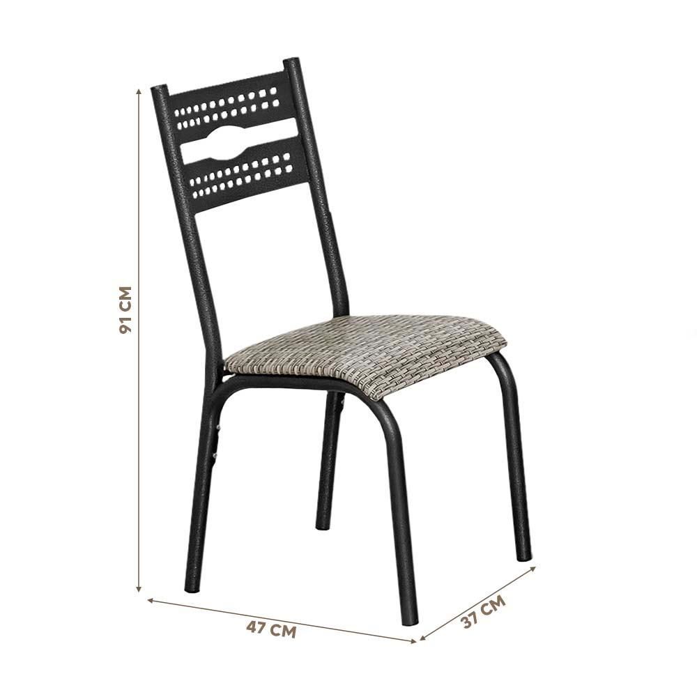 Encontraproduto.com.br - Mesa Com 4 Cadeiras Para Cozinha Aço 68cm Preto Carvalho Luna Ciplafe
