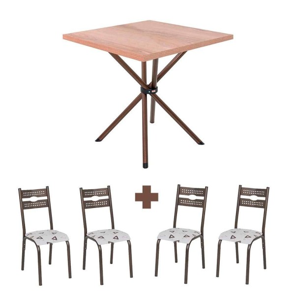 Encontraproduto.com.br - Mesa Com 4 Cadeiras Para Cozinha Aço 75cm Carvalho Luna Ciplafe