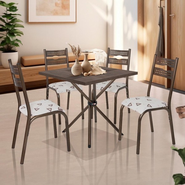 Encontraproduto.com.br - Mesa Com 4 Cadeiras Para Cozinha Aço 75cm Carvalho Luna Ciplafe