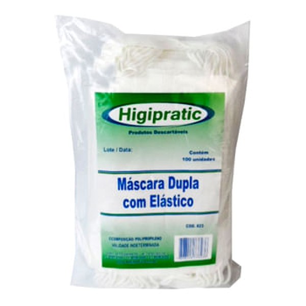 Encontraproduto.com.br - Máscara Dupla Higipratic com Elástico 25 Unidades