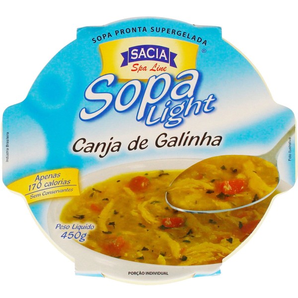 Encontraproduto.com.br - Sopa Canja de Galinha Light Sacia Spa Line Pote 450 g