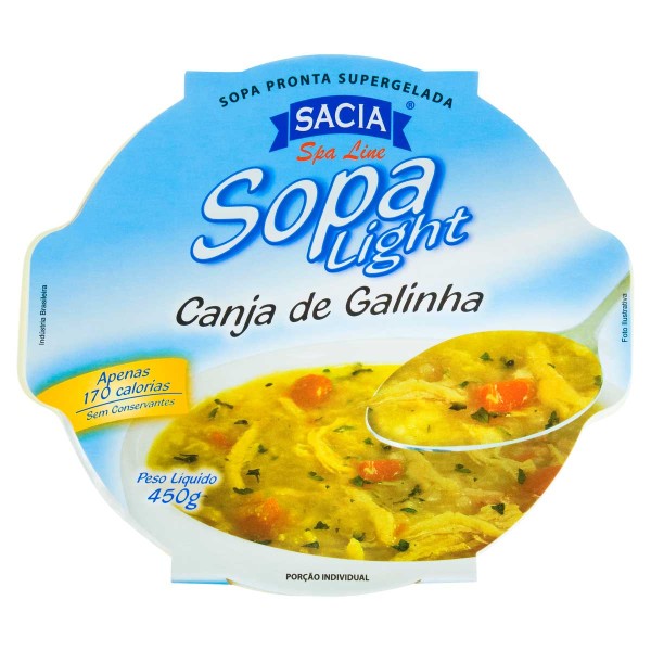 Encontraproduto.com.br - Sopa Canja de Galinha Light Sacia Spa Line Pote 450 g