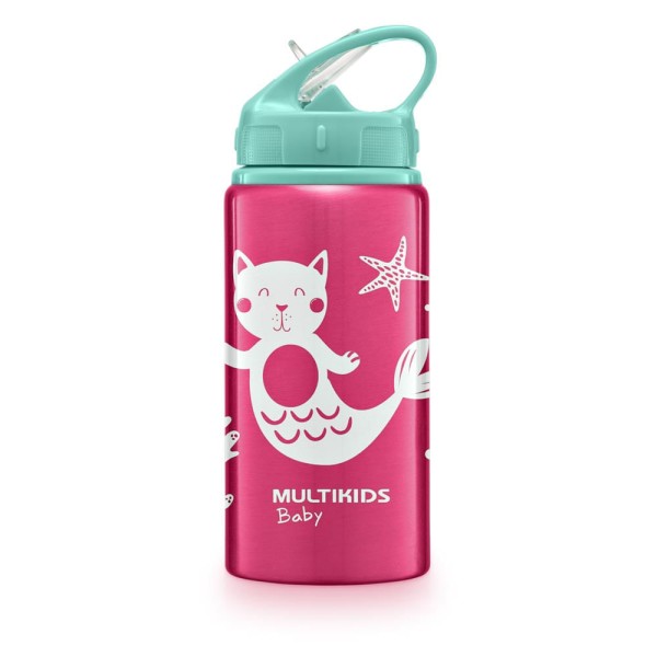 Encontraproduto.com.br - Garrafinha de Aluminio com Canudo Refresh Rosa Multikids Baby - BB1097
