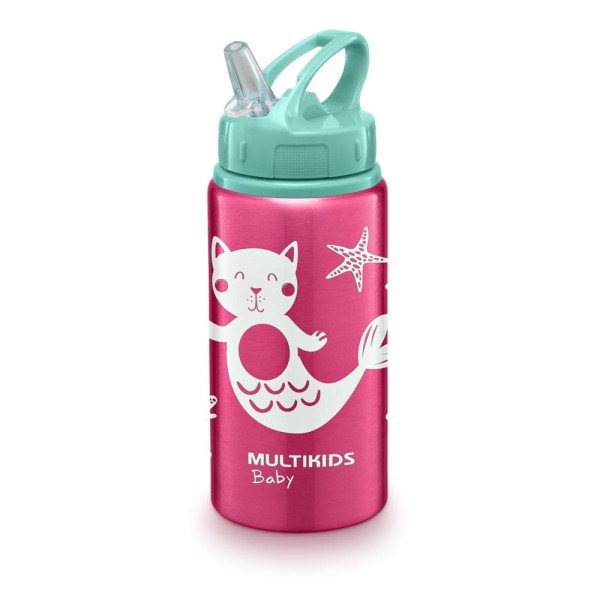 Encontraproduto.com.br - Garrafinha de Aluminio com Canudo Refresh Rosa Multikids Baby - BB1097