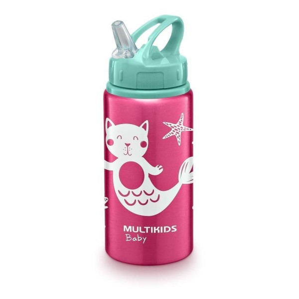 Encontraproduto.com.br - Garrafinha de Aluminio com Canudo Refresh Rosa Multikids Baby - BB1097