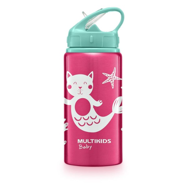Encontraproduto.com.br - Garrafinha de Aluminio com Canudo Refresh Rosa Multikids Baby - BB1097