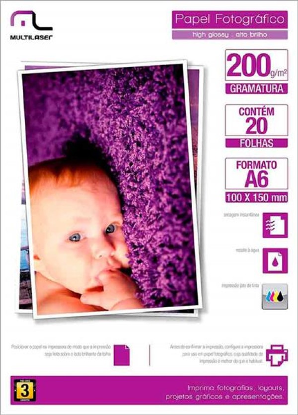 Encontraproduto.com.br - Papel Fotográfico Glossy 10x15cm 220g 20 Folhas Multi - PE010