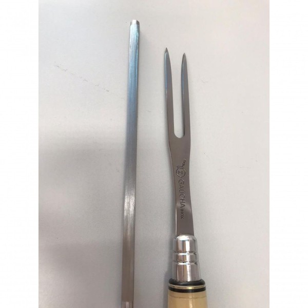 Encontraproduto.com.br - Conjunto De Facas 6 E 10 Garfo Chaira Inox Osso Chifre Couro