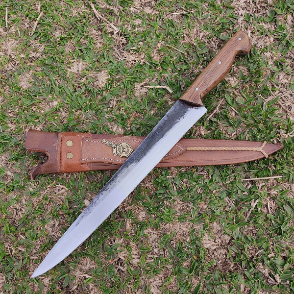 Encontraproduto.com.br - Faca Javalizeira Artesanal 12 Aço Carbono 1070 Caça Javali Rustica Brut Forge