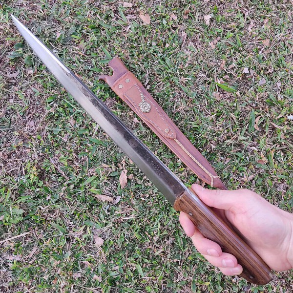 Encontraproduto.com.br - Faca Javalizeira Artesanal 12 Aço Carbono 1070 Caça Javali Rustica Brut Forge