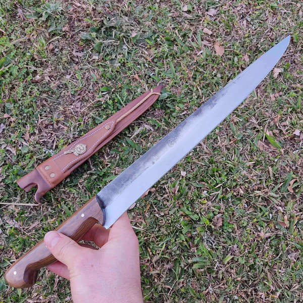 Encontraproduto.com.br - Faca Javalizeira Artesanal 12 Aço Carbono 1070 Caça Javali Rustica Brut Forge