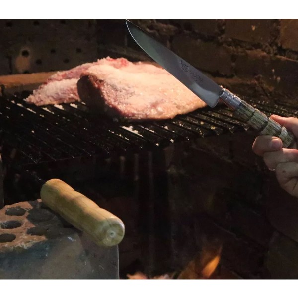 Encontraproduto.com.br - Faca Churrasco 6 Aço Inox Cabo Rabo De Tatu e Bainha Couro
