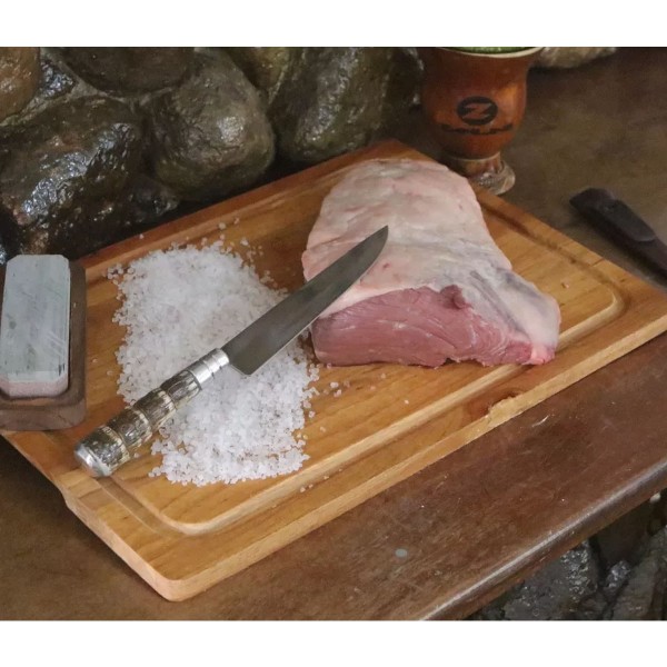 Encontraproduto.com.br - Faca Churrasco 6 Aço Inox Cabo Rabo De Tatu e Bainha Couro