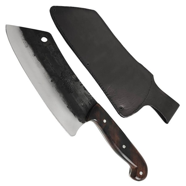 Cutelo Artesanal 8 Churrasco Cabo De Madeira Carne Cozinha Brut Forge Aço Carbono 1070