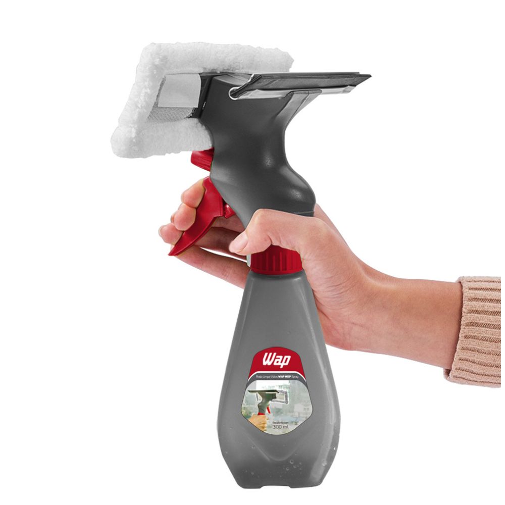 Encontraproduto.com.br - Rodo Mop Spray Limpa Vidros 3 Em 1 Com Reservatório 300Ml Wap Cinza