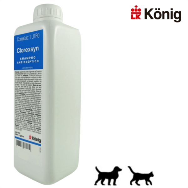 Encontraproduto.com.br - Shampoo Antisséptico Clorexsyn Konig Para Cães e Gatos 1L (MP)
