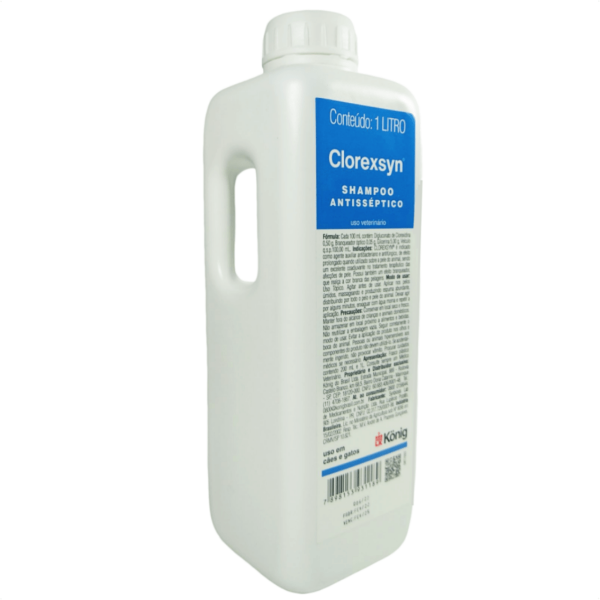 Encontraproduto.com.br - Shampoo Antisséptico Clorexsyn Konig Para Cães e Gatos 1L (MP)