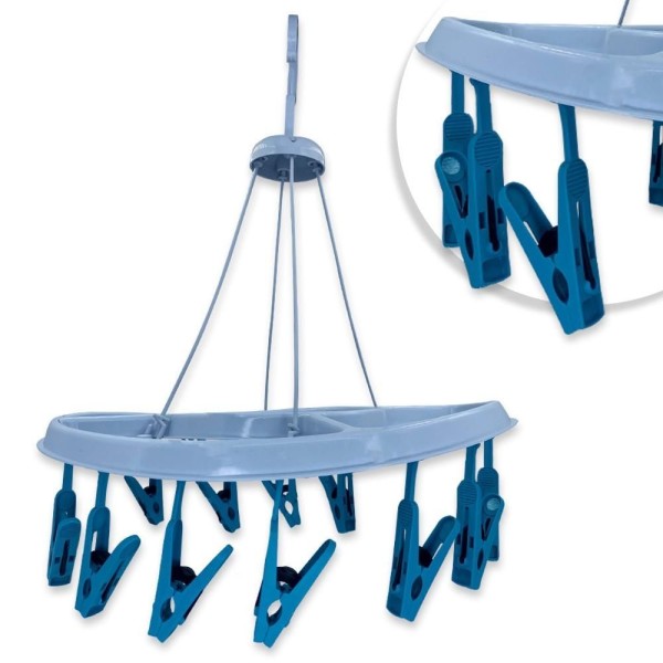 Varal Dobrável Roupas íntimas Com Prendedores Meias Calcinhas Tamanho:12 Prendedores Redondo Azul