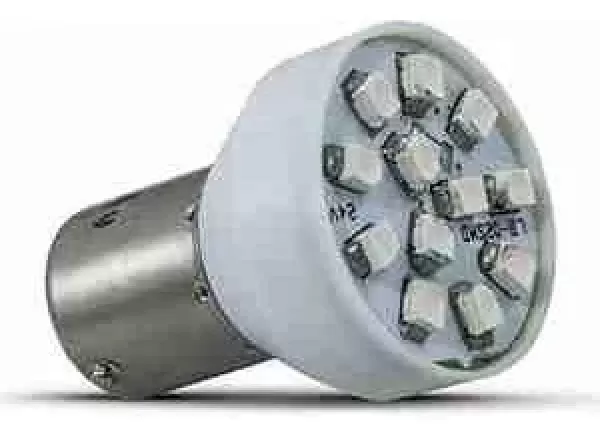 Lâmpada LED BAY15d 2 Polos Trava Reta 12 LEDs 24V Luz Branca Freio e Lanterna Autopoli