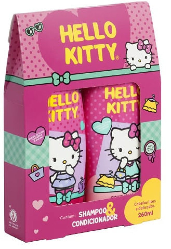 Encontraproduto.com.br - Kit Shampoo + Condicionador Finos Hello Kitty - 2x260ml