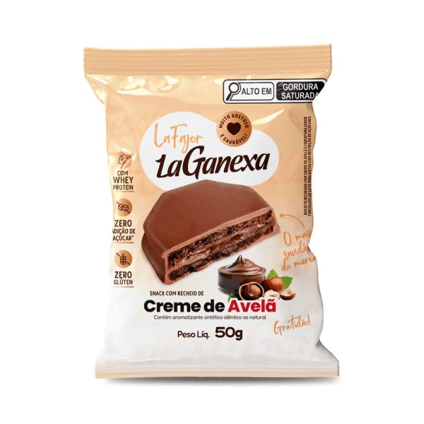 Encontraproduto.com.br - Alfajor La Fajor sabor creme de avelã com Whey Protein 50g