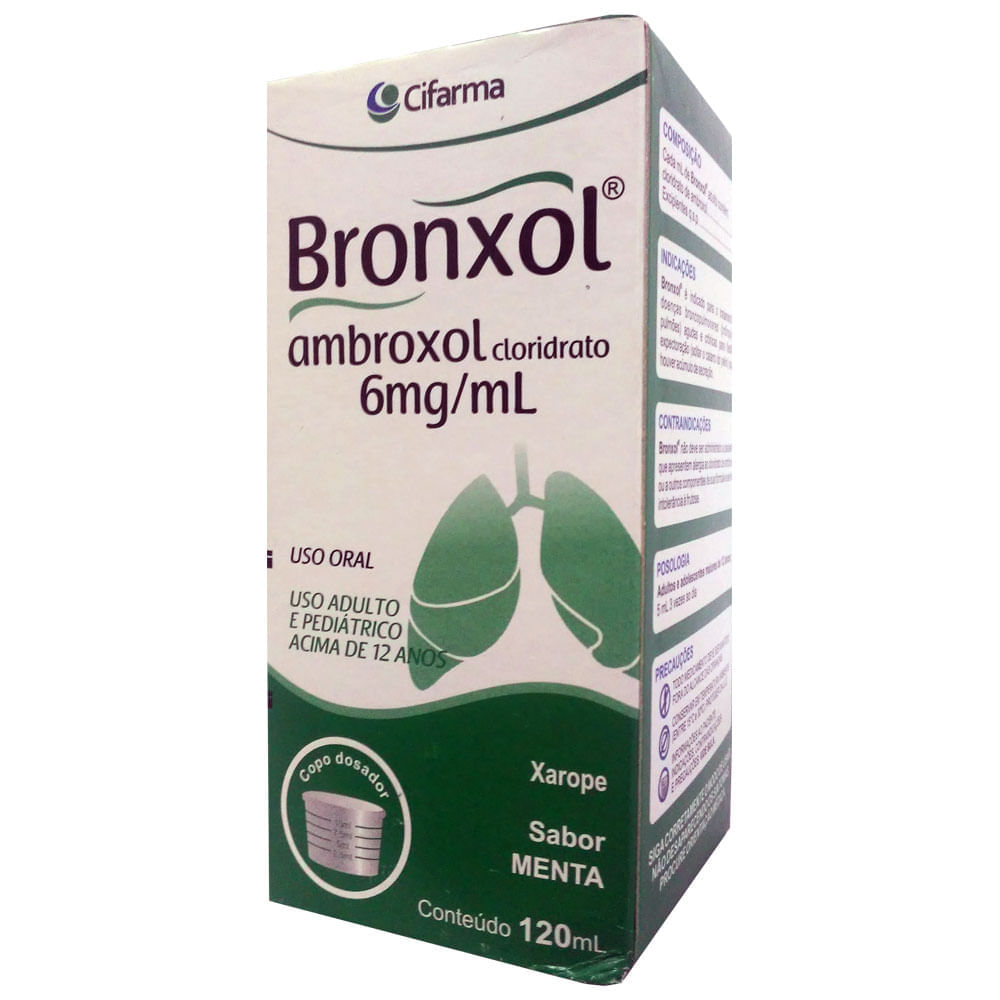 Encontraproduto.com.br - Bronxol Cloridrato De Ambroxol 6mg/ml 120ml Xarope Adulto Sabor Menta  Cifarma