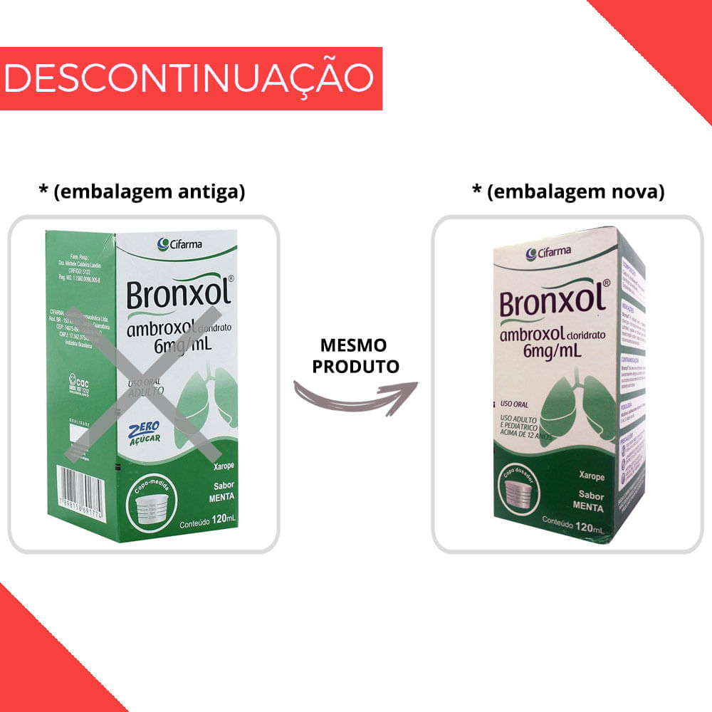 Encontraproduto.com.br - Bronxol Cloridrato De Ambroxol 6mg/ml 120ml Xarope Adulto Sabor Menta  Cifarma