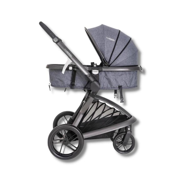 Encontraproduto.com.br - CARRINHO QUANTUM MELANGE AZUL + BEBE CONFORTO CASULO CLICK PRETO (415Q) - KIDDO