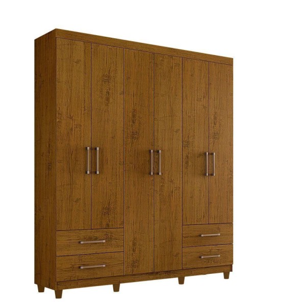 Encontraproduto.com.br - Roupeiro Canadá 6 Portas 4 Gavetas Carvalho Rustico