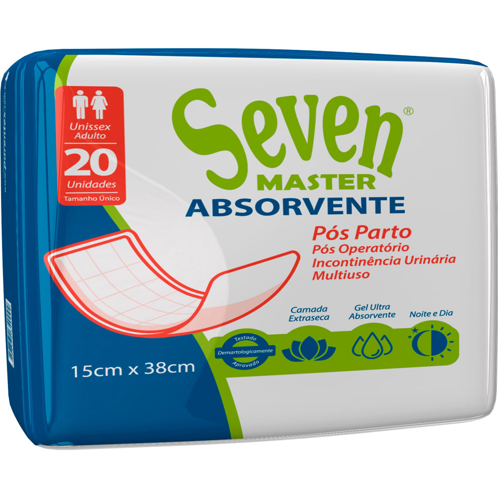 Encontraproduto.com.br - Absorvente Pós-Parto Noite e Dia Extra Seca Seven Master Único Pacote 20 Unidades