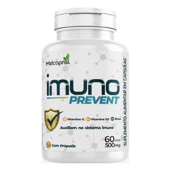 Encontraproduto.com.br - Imuno Prevent 500mg 60 cápsulas Vit C, D3 e Zinco Melcoprol