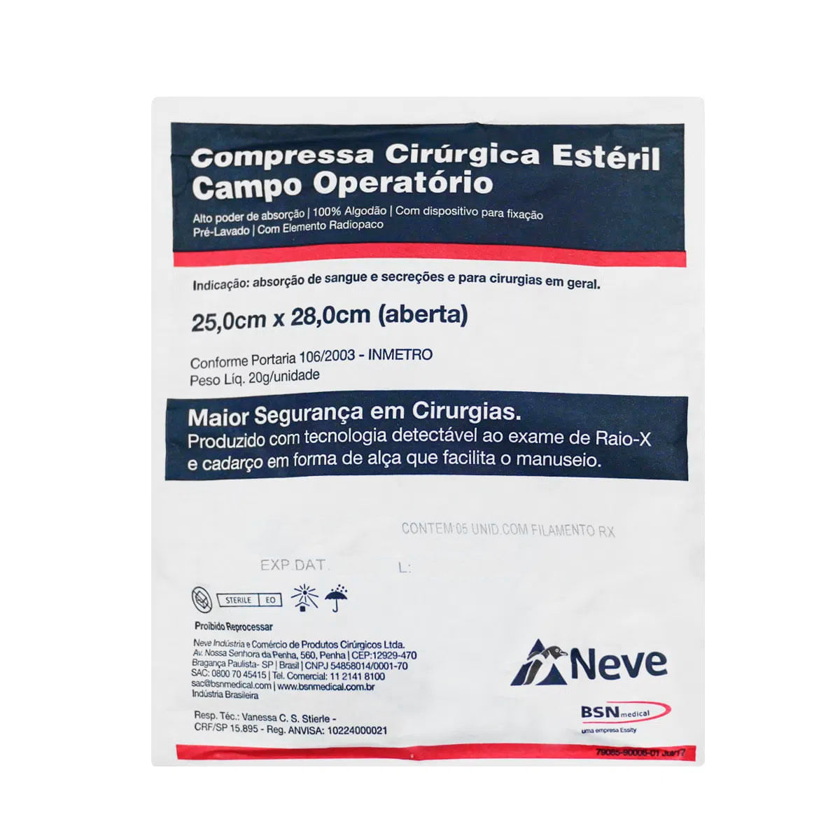 Encontraproduto.com.br - Campo Operatório Neve Crochê Estéril 25X28cm - 5 unidades
