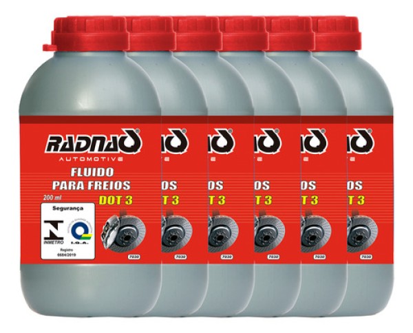 Kit 6 Aditivo Fluido Óleo De Freio Radnaq Dot 3 200ml