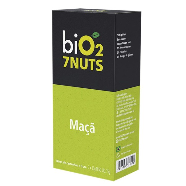 Encontraproduto.com.br - Barra Nuts Sabor Maçã Bio2 Organic 7nuts com 3 Unidades