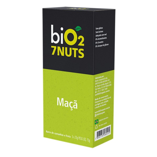 Encontraproduto.com.br - Barra Nuts Sabor Maçã Bio2 Organic 7nuts com 3 Unidades