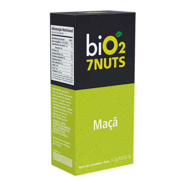 Encontraproduto.com.br - Barra Nuts Sabor Maçã Bio2 Organic 7nuts com 3 Unidades