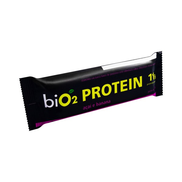 Encontraproduto.com.br - Barra de Proteína Vegana Açaí, Banana e Pasta de Amendoim Cobertura Chocolate Meio Amargo biO2 Protein Pacote 45g