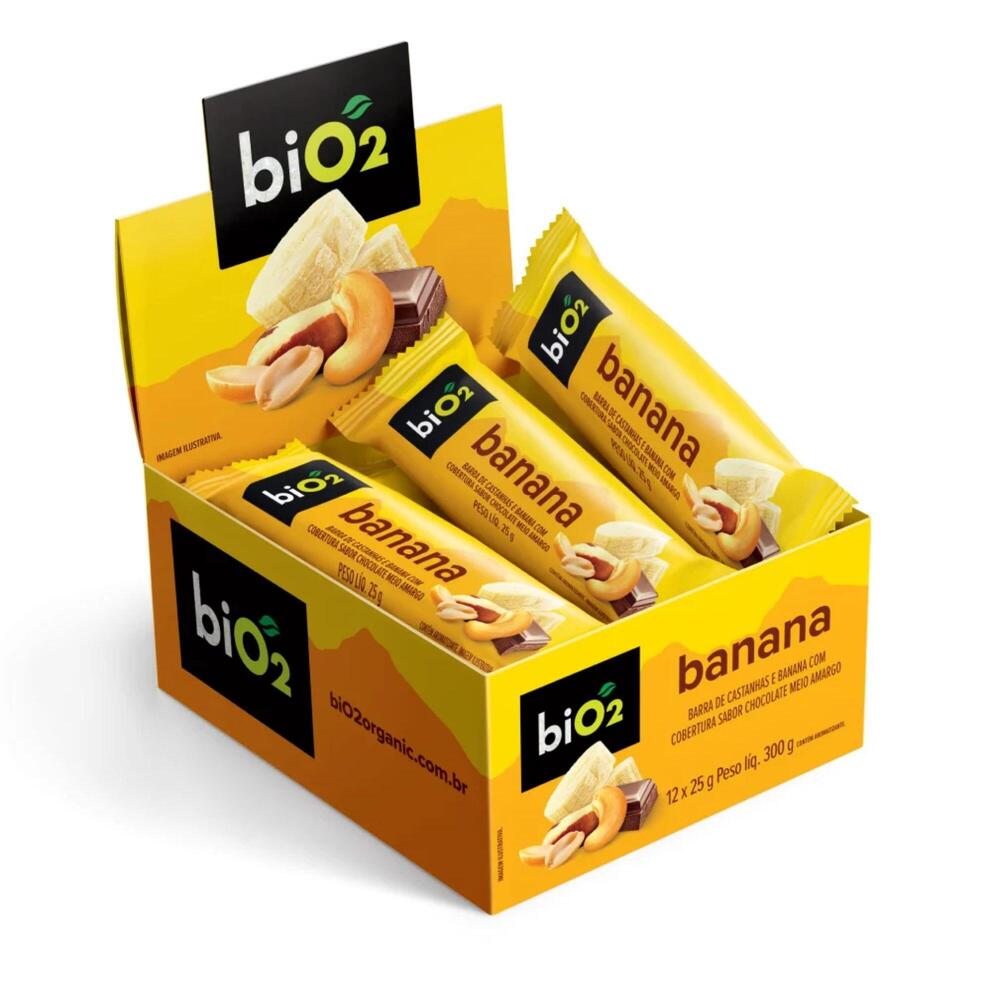 Encontraproduto.com.br - Barra Nuts BiO2 Banana com Cobertura de Chocolate 25g