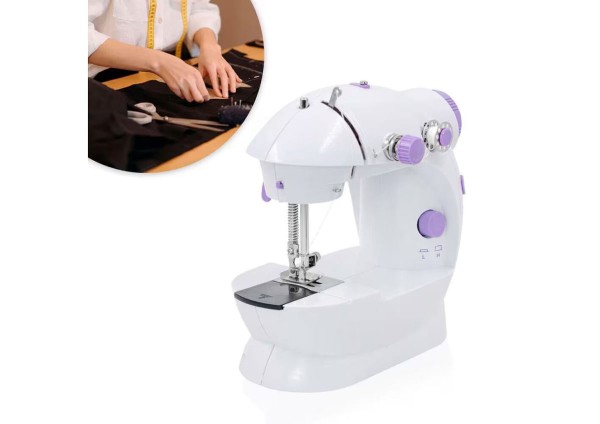 Mini Máquina De Costura Reta Portátil Doméstica Compacta + Pedal Bivolt 110v-220v