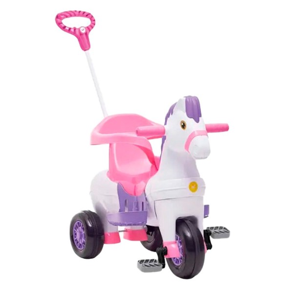Encontraproduto.com.br - Triciclo com Empurrador e Pedal Rosa Poto - 1012 - Calesita