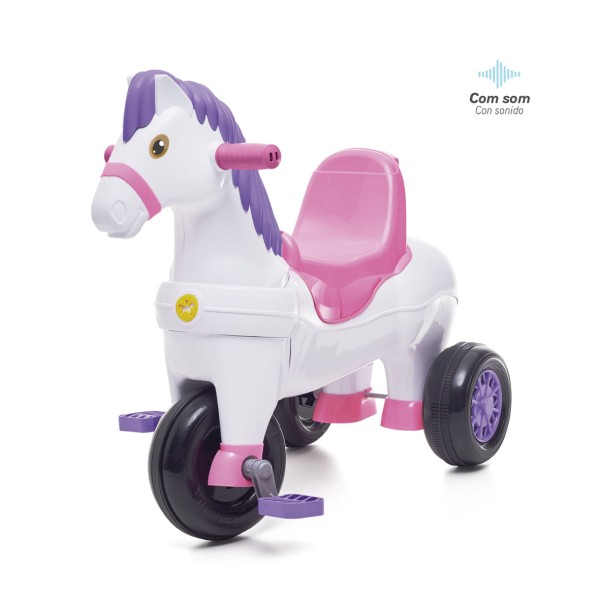 Encontraproduto.com.br - Triciclo com Empurrador e Pedal Rosa Poto - 1012 - Calesita