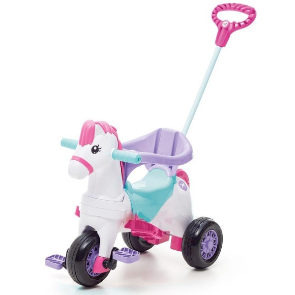 Encontraproduto.com.br - Triciclo Poponei Com Balanço Calesita Rosa