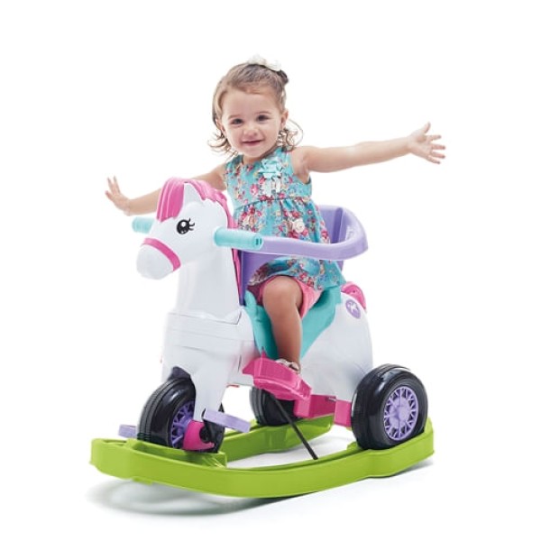 Encontraproduto.com.br - Triciclo Poponei Com Balanço Calesita Rosa