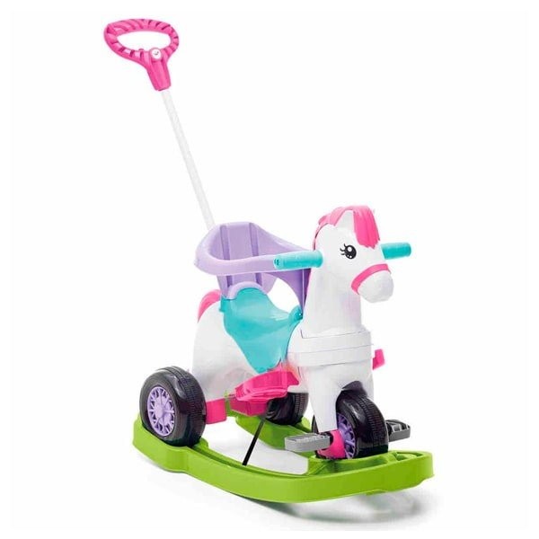 Encontraproduto.com.br - Triciclo Poponei Com Balanço Calesita Rosa