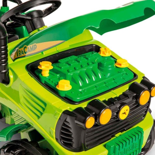 Encontraproduto.com.br - Trator Quadriciclo Carrinho A Pedal Com Empurrador E Apoio De Pés Verde - Calesita