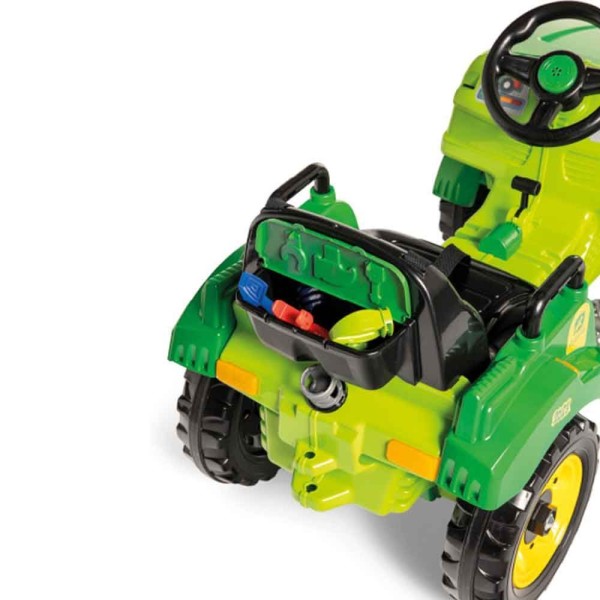 Encontraproduto.com.br - Trator Quadriciclo Carrinho A Pedal Com Empurrador E Apoio De Pés Verde - Calesita