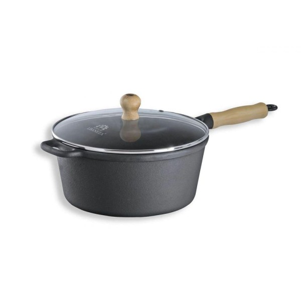 Encontraproduto.com.br - Caçarola Cabo De Madeira Tampa De Vidro 2,4 Litro 20cm