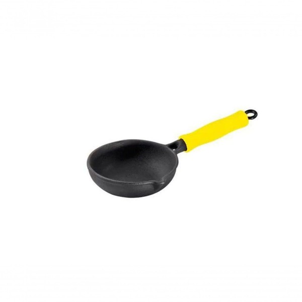 Encontraproduto.com.br - Frigideira para Ovos em Ferro Fundido Cabo Silicone Amarela