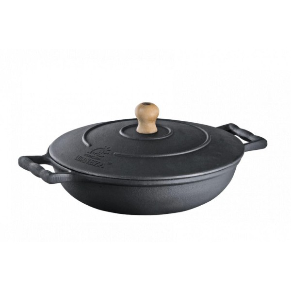 Encontraproduto.com.br - Frigideira para Ovos em Ferro Fundido Cabo Silicone Laranja