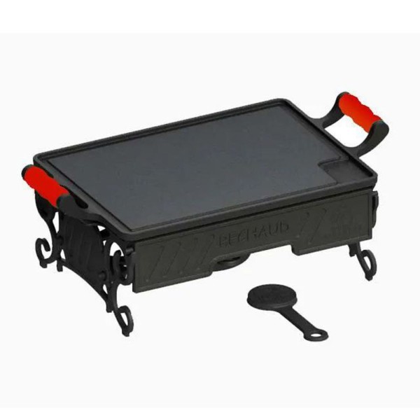 Encontraproduto.com.br - Rechaud Álcool Ferro Alça Silicone Vermelha com Espiriteira